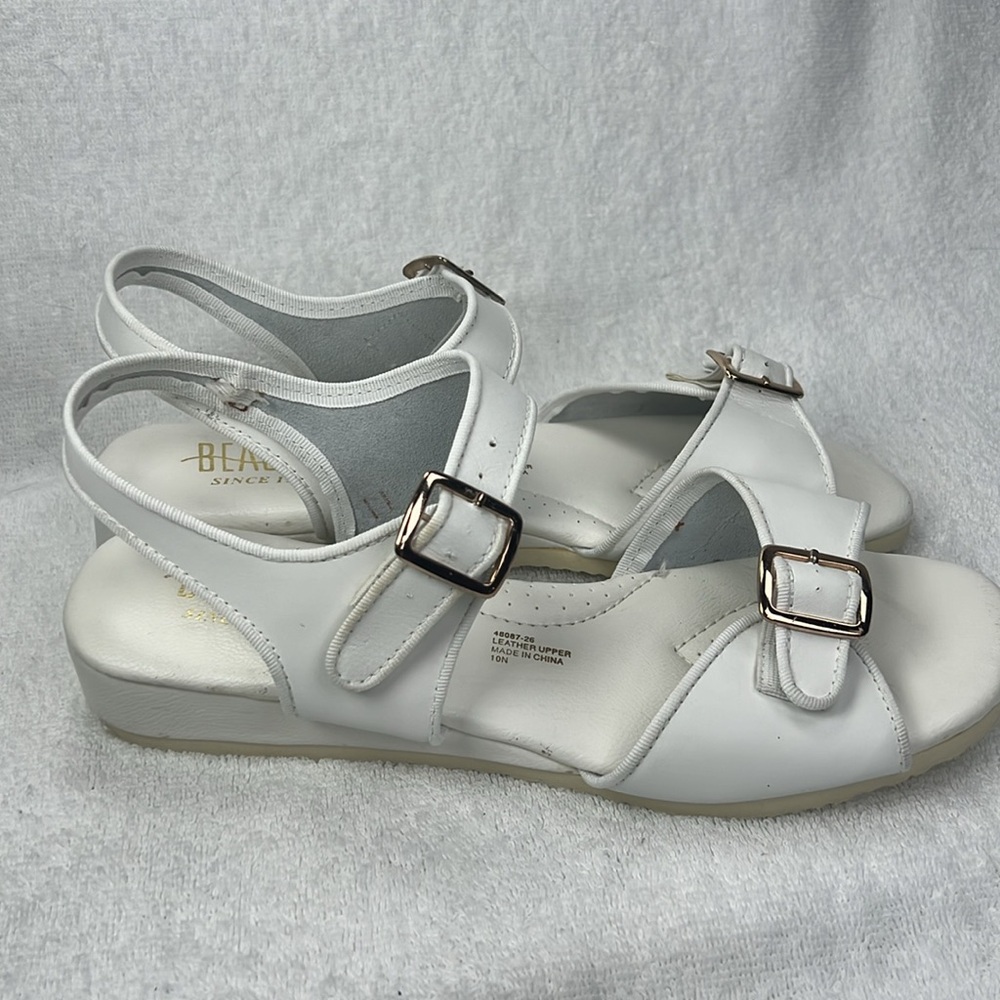 Beacon, white leather upper size 10 narrow sandal - Picture 4 of 6